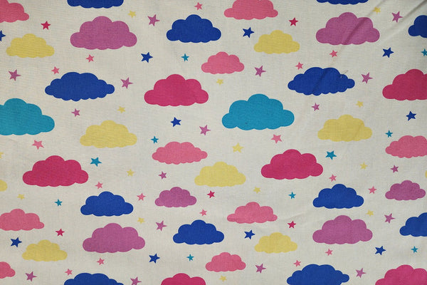 Rainbow Fabrics Multi Color Cloud On Off White Patchwork / Craft Fabric Red Craft Fabric