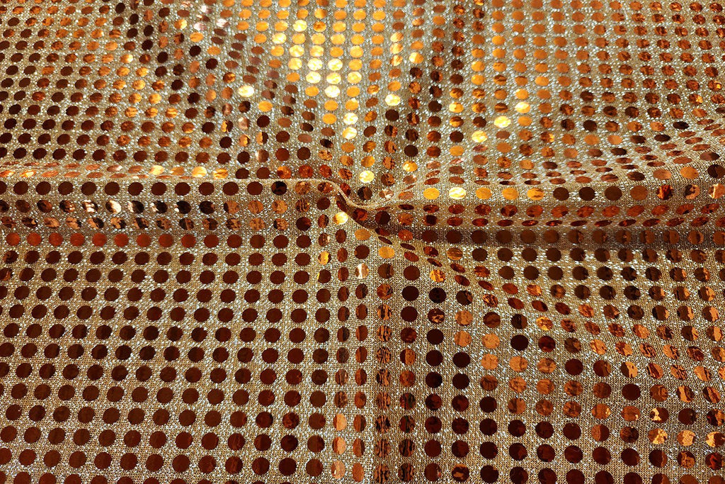 Rainbow Fabrics RS: Light Orange Sequin on Light Orange Black Fabric