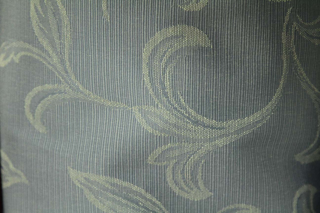 3P: Embroidered White Waves Red Rubber back Curtains - Rainbow Fabrics