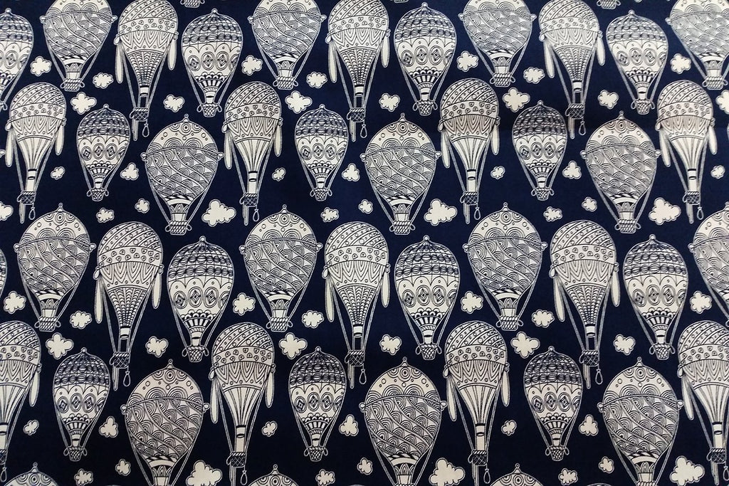 A1: Balloons on Navy Blue Patchwork / Craft Fabric - Rainbow Fabrics