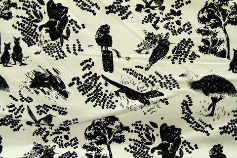A2: Australian Natives: Black on White #2 Patchwork / Craft Fabric