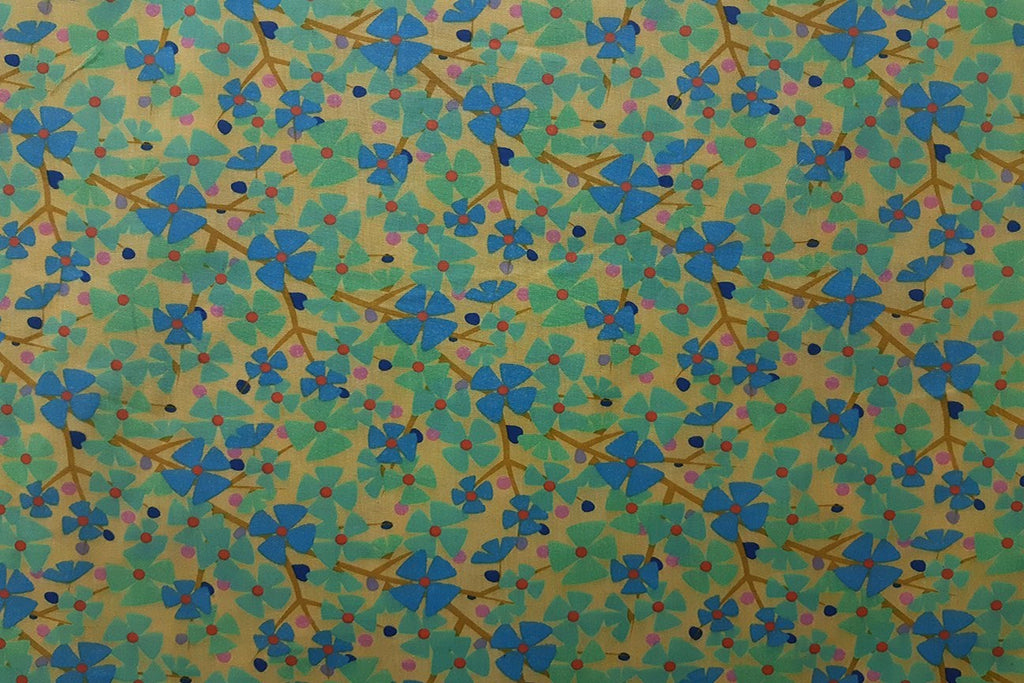Rainbow Fabrics Blue And Turquoise Flower Abstract Patchwork / Craft Fabric Blue Craft Fabric