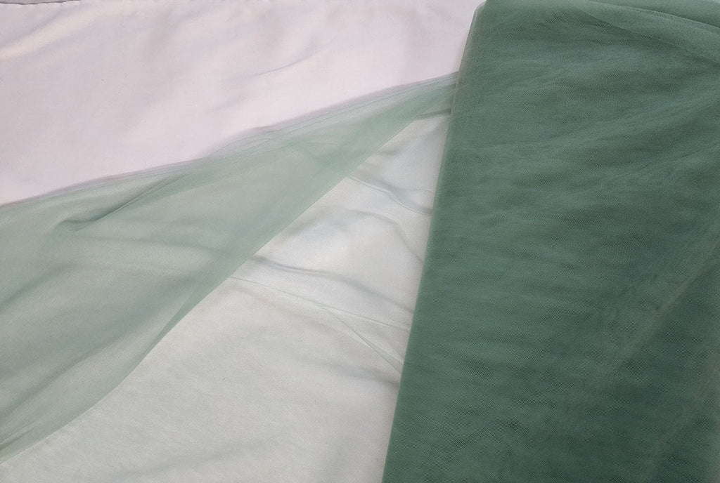 Rainbow Fabrics BT: Dark Sea Foam Green Bridal Tulle