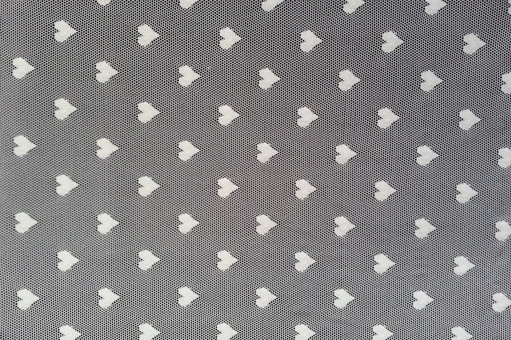 Rainbow Fabrics BT: Ivory Love-Dotted Bridal Tulle