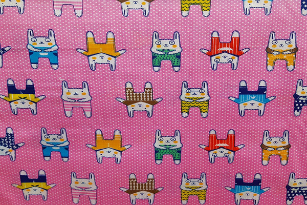 Rainbow Fabrics Cat Mania Baby Pink Printed Cotton