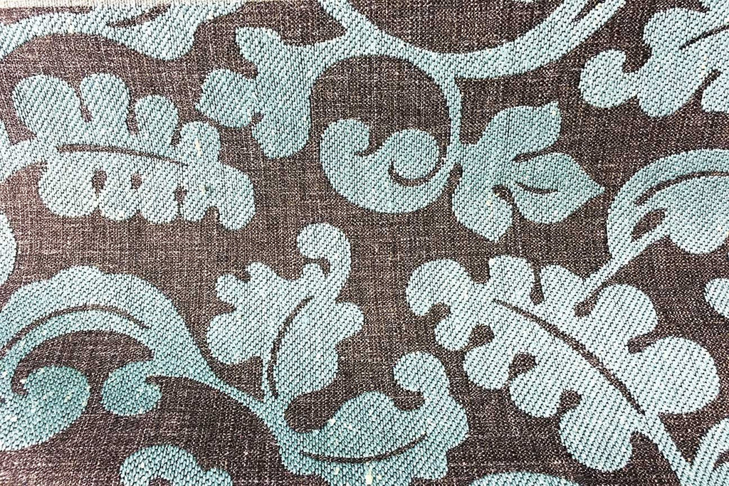 Rainbow Fabrics CJ: Teal Leaves Chenille Jacquard