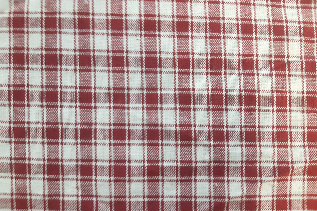Rainbow Fabrics CLG: Maroon and White Check Linen Gingham - 9mm Check