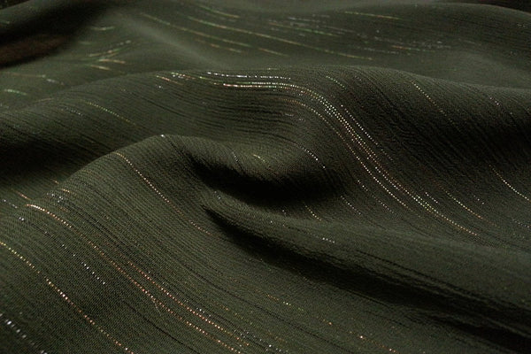 Rainbow Fabrics CPC: Dark Moss Glittering Crinkle Plain Chiffon