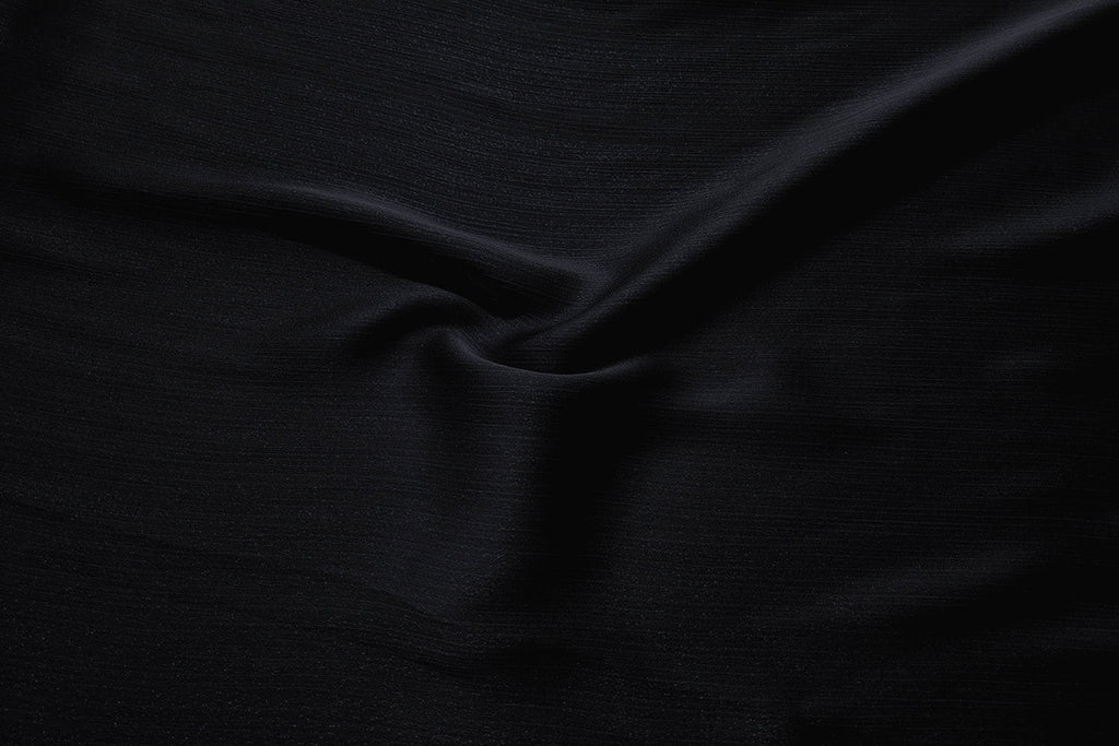 Rainbow Fabrics CPC: Glittering Black Crinkle Plain Chiffon