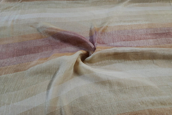 Rainbow Fabrics CPC:  Multi-Coloured Stripe Crinkle Plain Chiffon