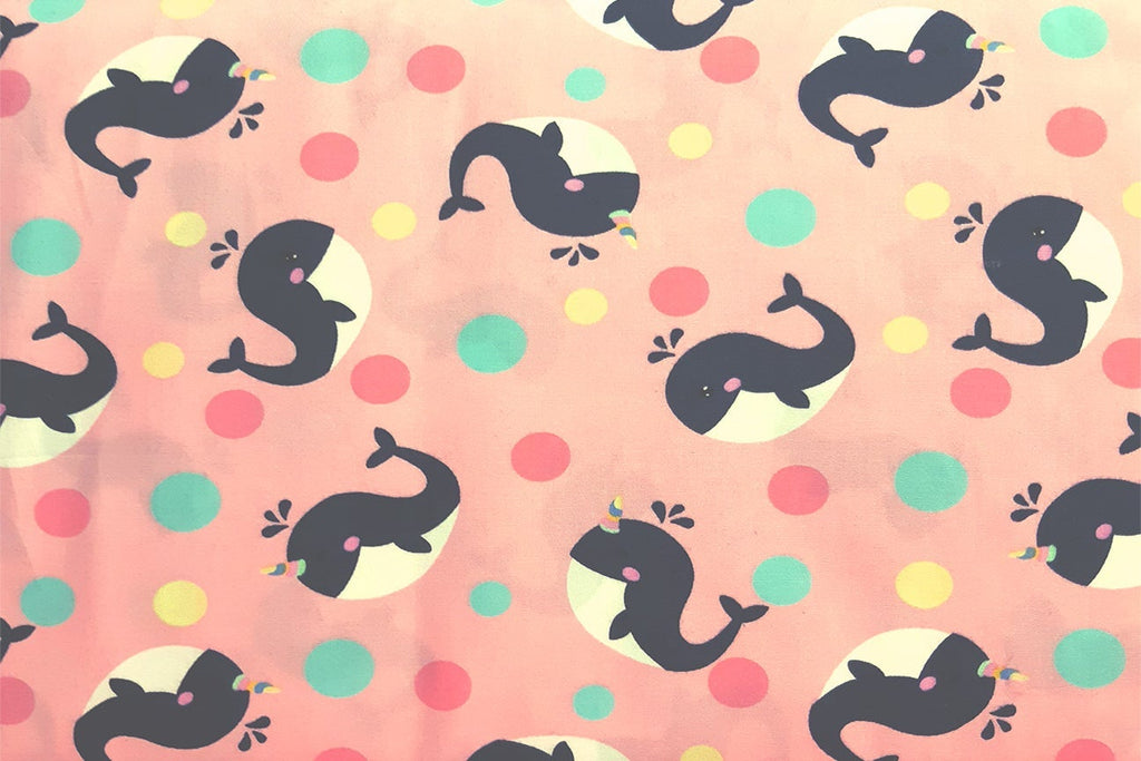 Rainbow Fabrics Dark Denim Blue Whales Patchwork / Craft Fabric Blue Craft Fabric