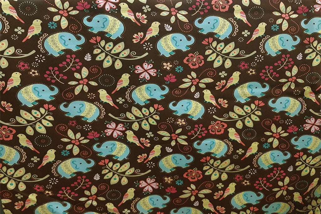 Rainbow Fabrics Elephants In The Forest Printed Cotton