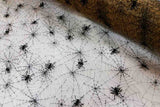 Rainbow Fabrics EO: Spider Web Gold Flocking Organza Black Fabric