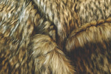 Rainbow Fabrics F1: Black And Light Brown Wolf Faux Fur