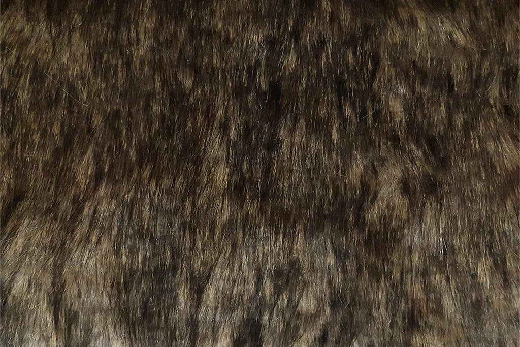 Rainbow Fabrics F1: Dark Brown And Black Wolf Faux Fur