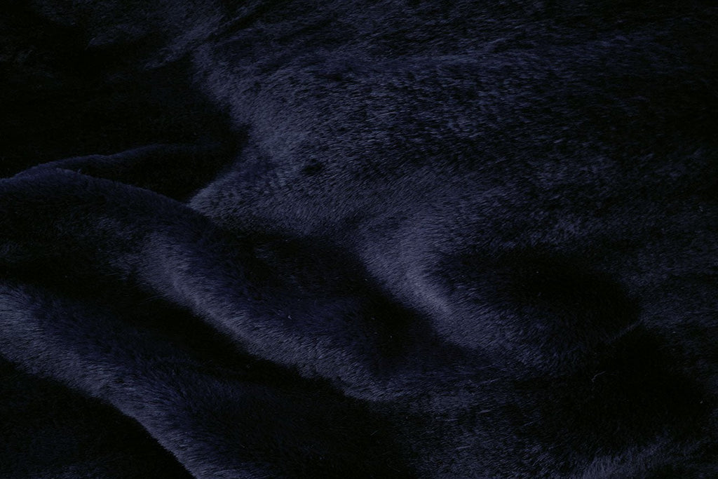 Rainbow Fabrics F1: Rabbit - Dark Midnight Navy Rabbit Faux Fur
