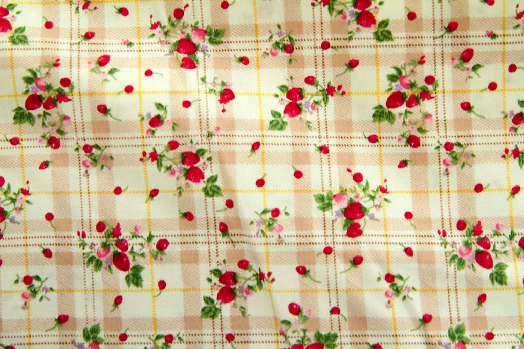 Rainbow Fabrics FB: Simply Berry Light Brown Check Multi Coloured Craft Fabric