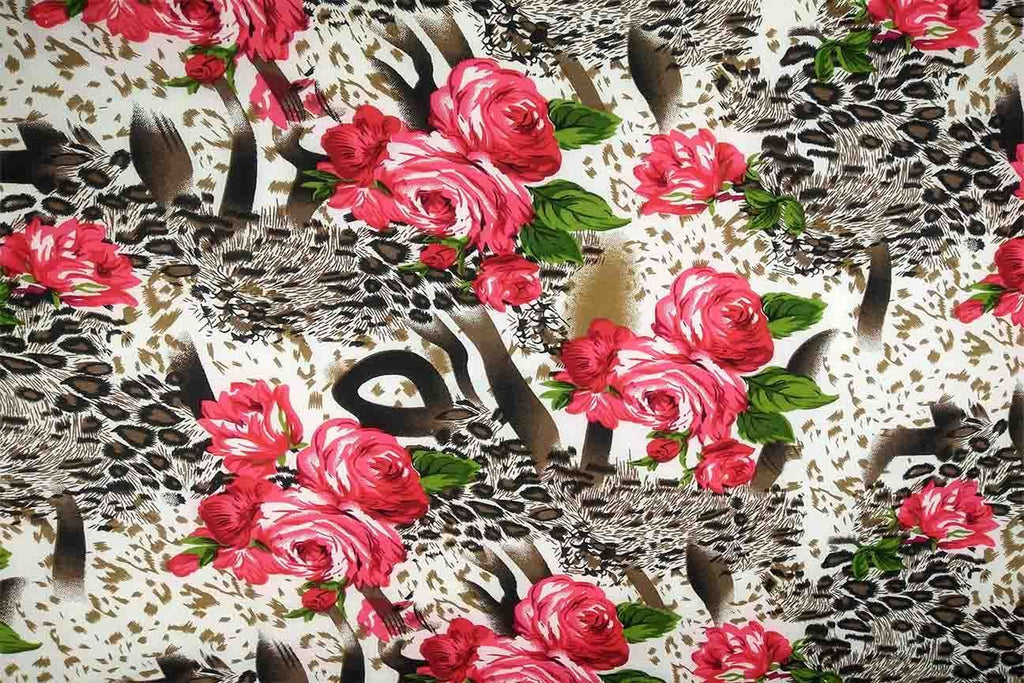 Rainbow Fabrics Floral Red Leopard Print Rayon Rayon