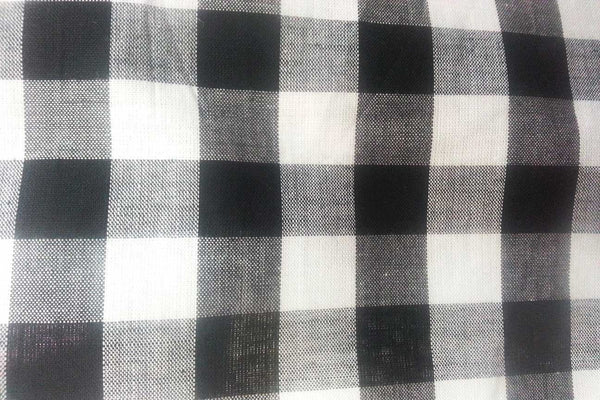 Rainbow Fabrics G1: Black and White Thick Stripe Gingham