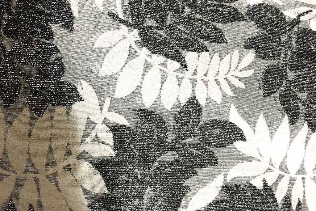 Rainbow Fabrics J1: Pinnatisect Black and White Jacquard
