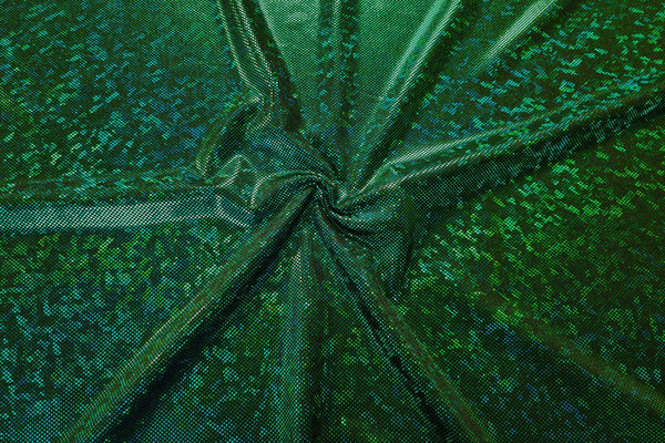 Rianbow Fabrics LF: Liquid Foil Spandex - Hollogram Specs On Emerald Green