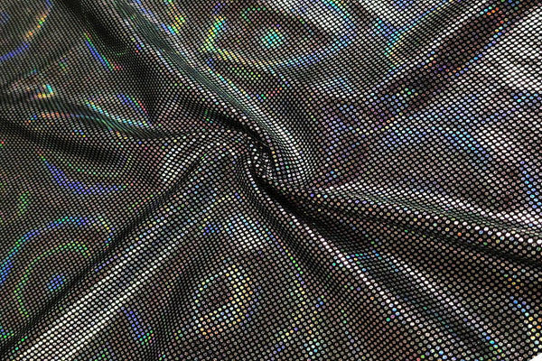 Rianbow Fabrics LF: Liquid Foil Spandex - Round Hollogram Specs On Dark Silver