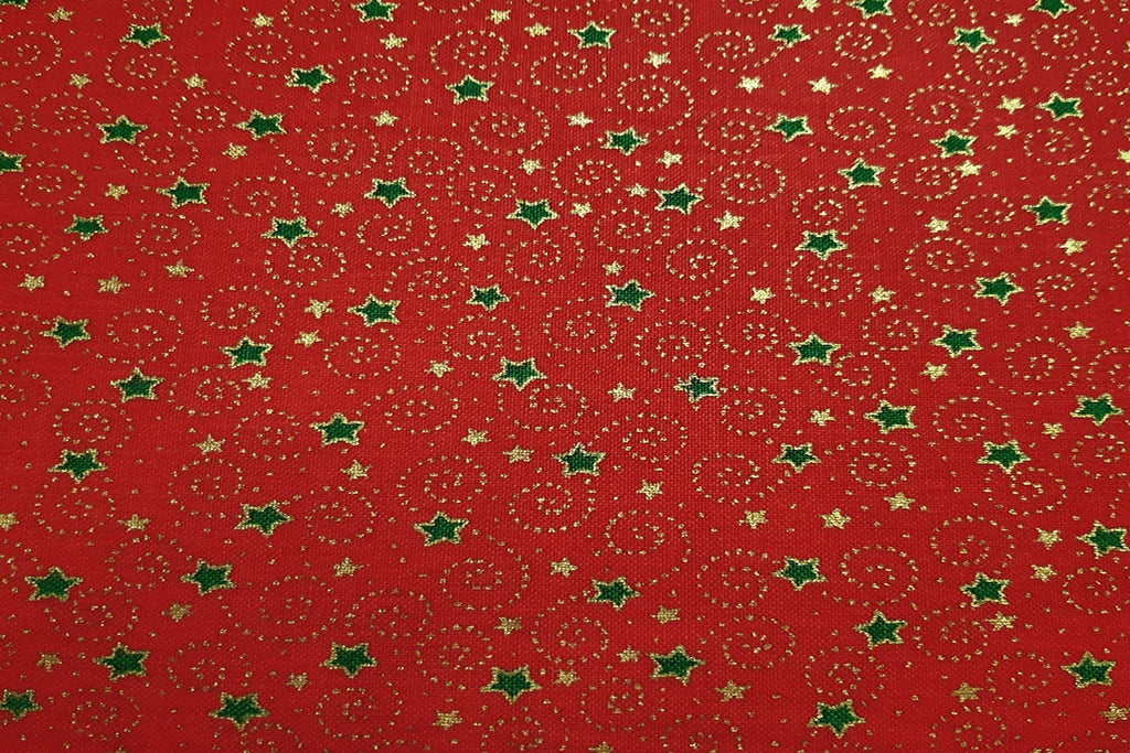 Rainbow Fabrics Little Stars On Red Patchwork / Craft Fabric Blue Craft Fabric