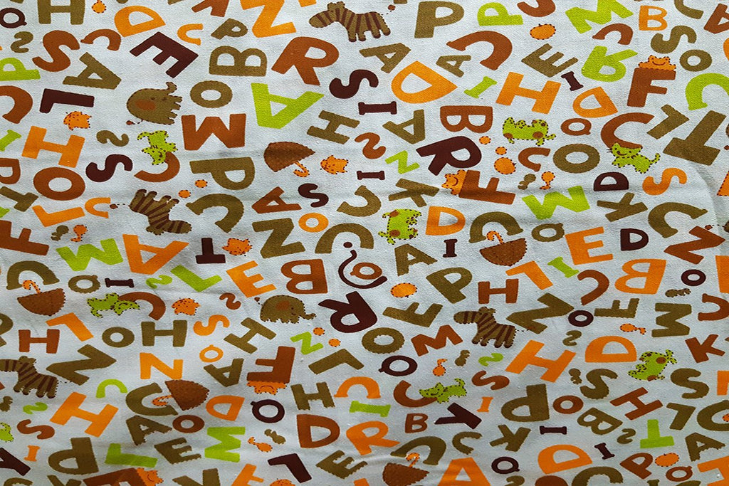 Rainbow Fabrics Multi Color Letter Abstract Printed Cotton