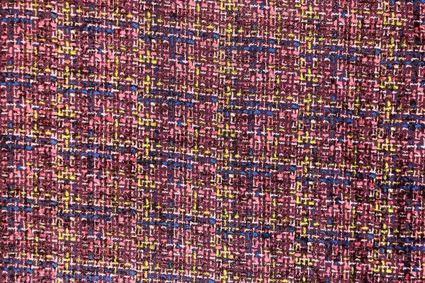 Rainbow Fabrics PB: Rainbow Strips on Pink Polyester Brocade