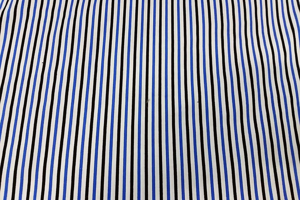 Rainbow Fabrics PCP2: Blue and Black Stripes Printed Cotton
