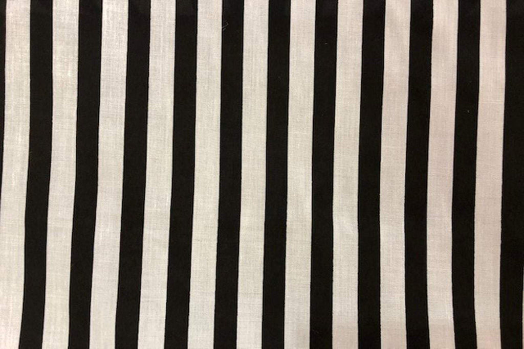 Rainbow Fabrics PP: Black and White Stripes Printed Poly Cotton Multi Coloured