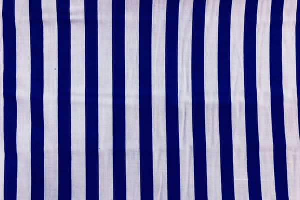 Rainbow Fabrics PP: Blue and White Stripes Printed Poly Cotton Multi Coloured