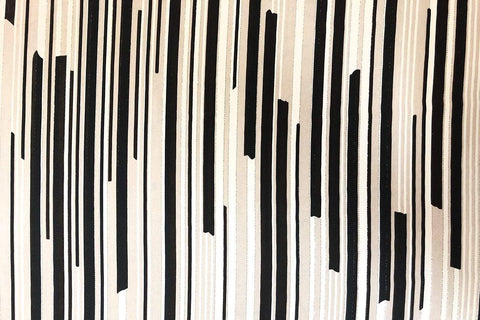 PTC: Black Stripe Abstract on White Printed Chiffon