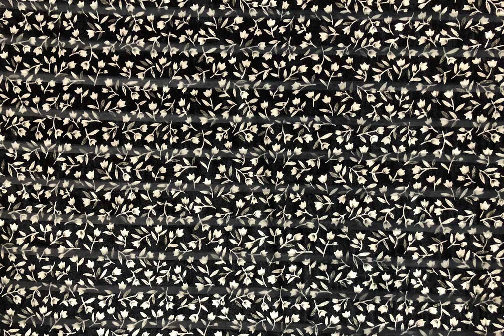 Rainbow Fabrics PV: Floral On Black Deluxe Stretch Printed Velvet