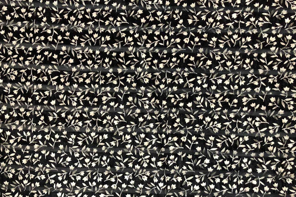 Rainbow Fabrics PV: Floral On Black Deluxe Stretch Printed Velvet