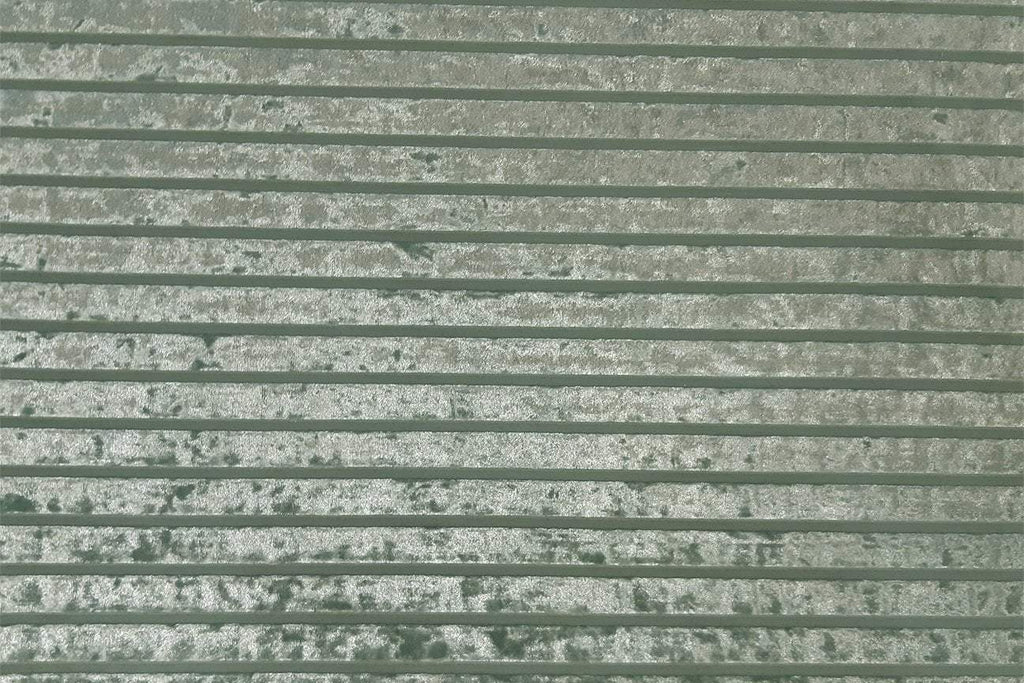 Rainbow Fabrics PV: Green Grey Stripes Deluxe Stretch Printed Velvet