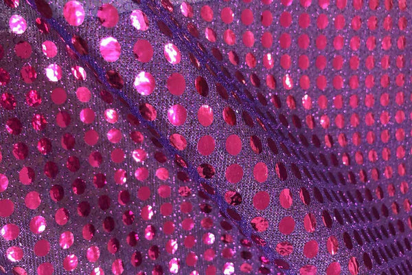 Rainbow Fabrics RS: Pink Sequin on Purple Black Fabric