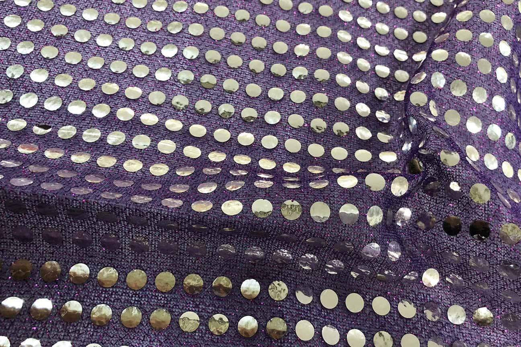 Rainbow Fabrics RS: Sliver Sequin on Purple Black Fabric