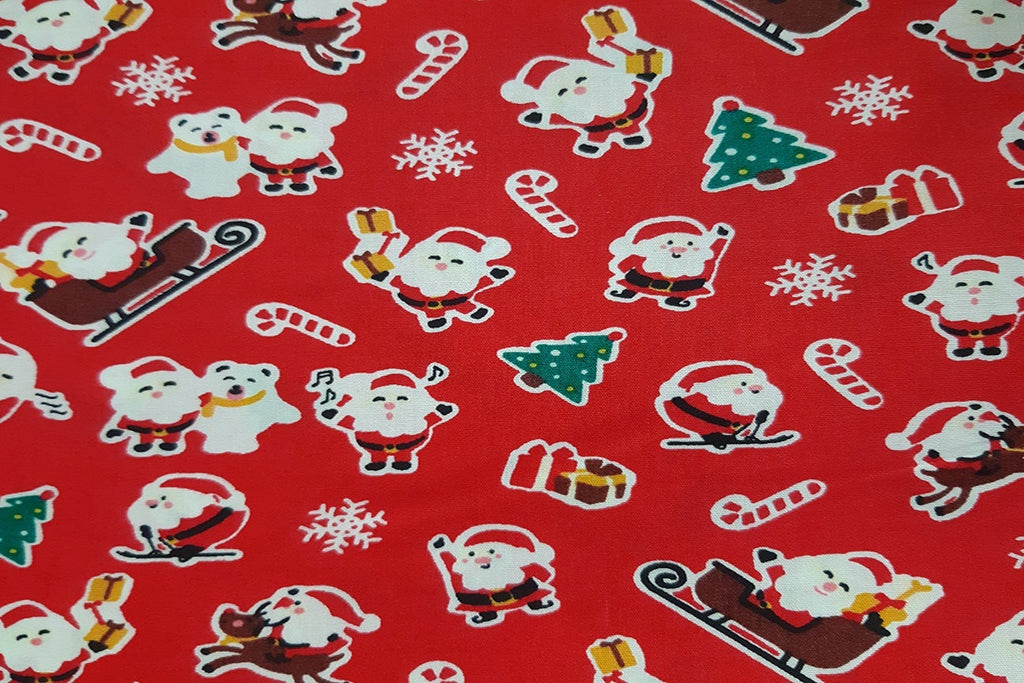 Rainbow Fabrics Santa Patchwork / Craft Fabric Blue Craft Fabric