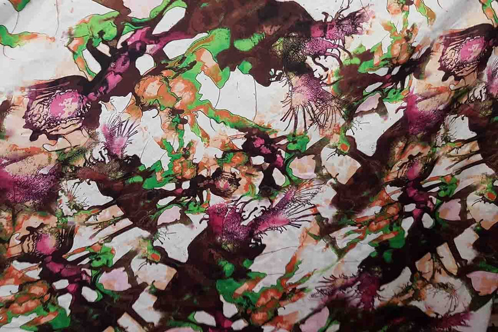 Rainbow Fabrics SS#1: Mysterious Forest Stretch Silk Satin Stretch Silk Satin