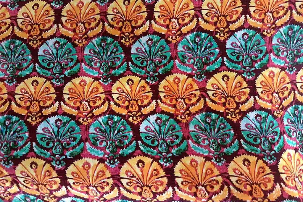Rainbow Fabrics SS#1: Vivid Lilly pads Stretch Silk Satin Stretch Silk Satin