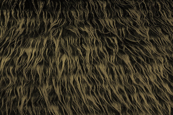 Rainbow Fabrics F1: Doggy Hair - Dark Yellow On Black Faux Fur