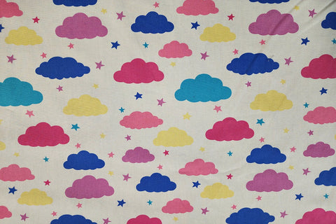 Multi Color Cloud On Off White Patchwork / Craft Fabric