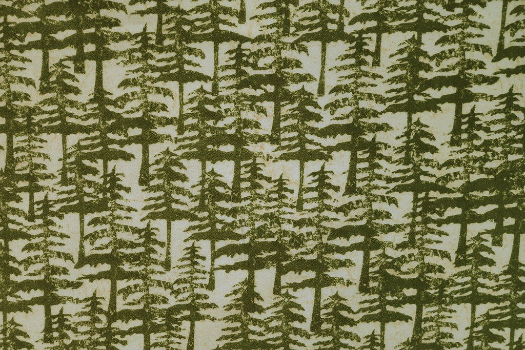 Rainbow Fabrics OF: Moss Green Pine Tree Flannelette Cotton