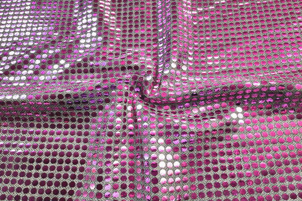 Rainbow Fabrics RS: Charm Pink Sequin on Grey Black Fabric