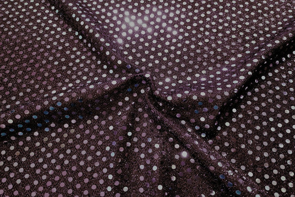 Rainbow Fabrics RS: Dark Purple Sequin on Dark Purple Black Fabric