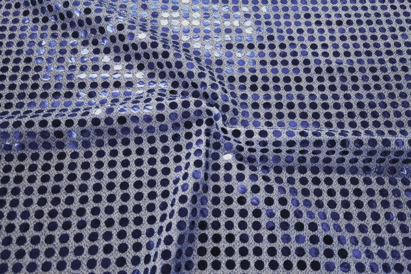 Rainbow Fabrics RS: Deep Blue Sequin on Grey Black Fabric