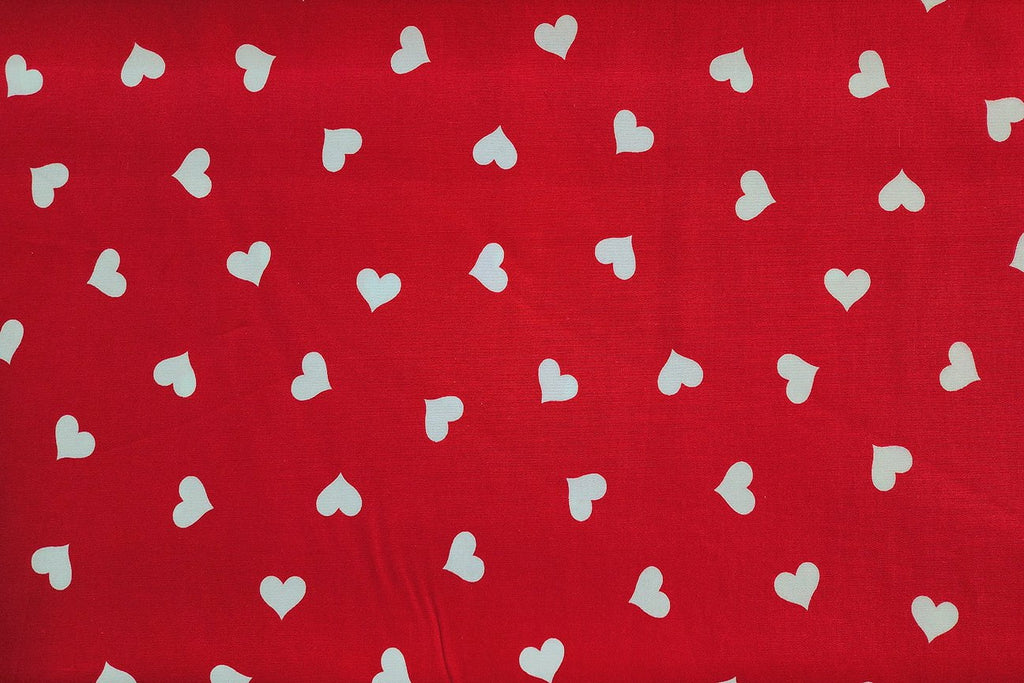 Rainbow Fabrics White Heart On Red Patchwork / Craft Fabric Red Craft Fabric