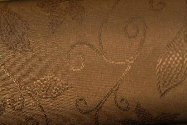 2P: Embroidered Leaves Brown Rubber back Curtains - Rainbow Fabrics