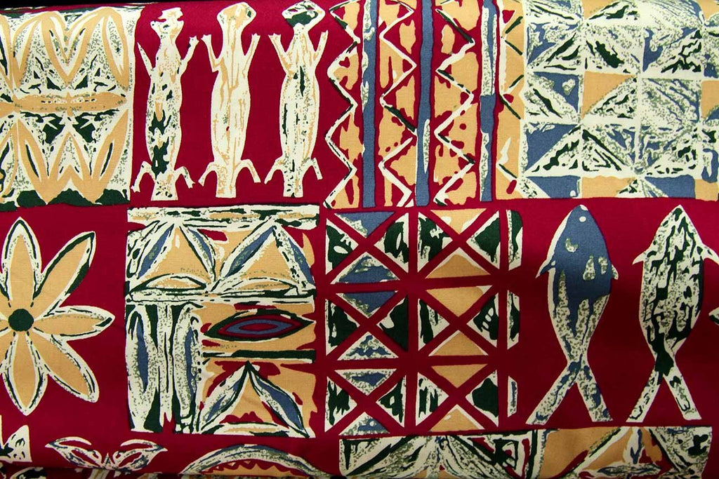 A1: Australian Abstract Red Patchwork / Craft Fabric - Rainbow Fabrics